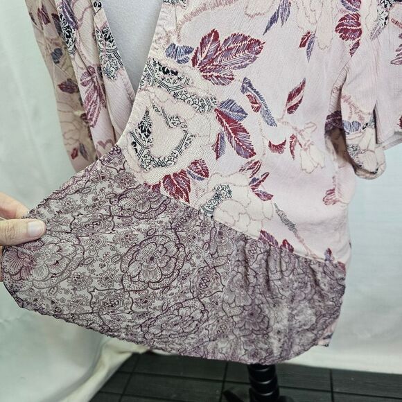 Knox Rose Dusty Pink Floral Open Front Kimono Size Medium - Picture 5 of 10